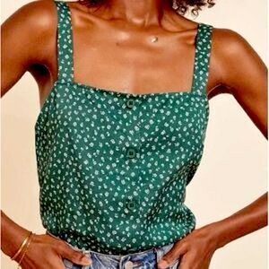 Reformation Button-Front Floral Blouse